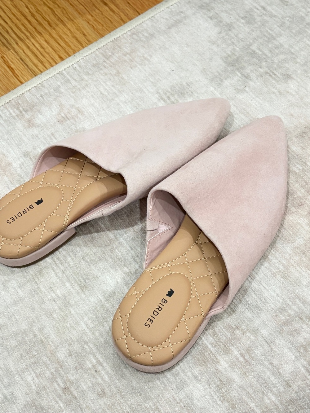 Birdies Blush Pink Suede Pointed Mules Size 5